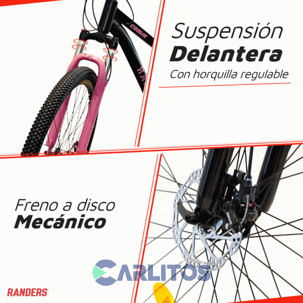 Bicicleta Randers Todo Terreno R 29" Bke-2129 Negro con Rosa
