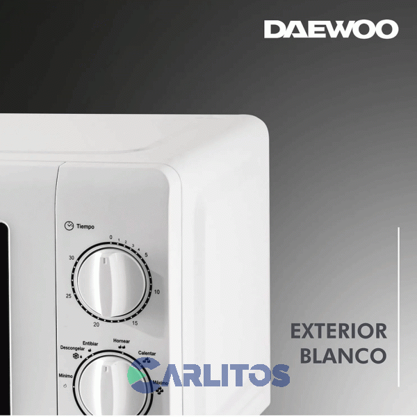 Microondas Rotativo Daewoo 20 Litros Blanco D120m