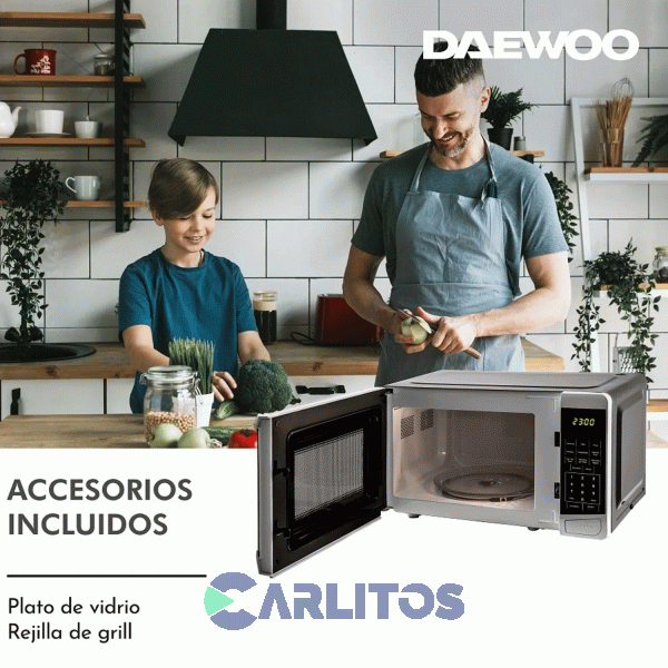 Microondas Con Grill Daewoo Digital 23 Litros Blanco D223dg