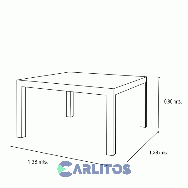 Mesa Cuadrada Contemporánea 1.38 Mts Genoud Paraíso Roble