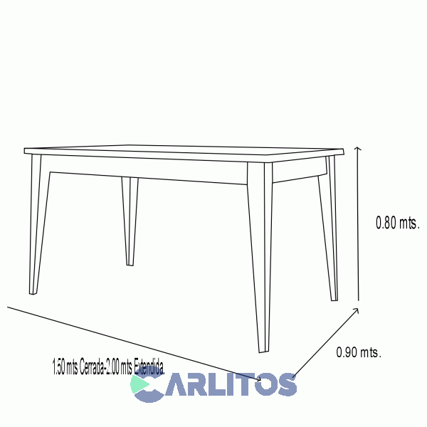 Mesa Extensible Corpus 1.50 Mts a 2.00 Mts Inmacol Miel