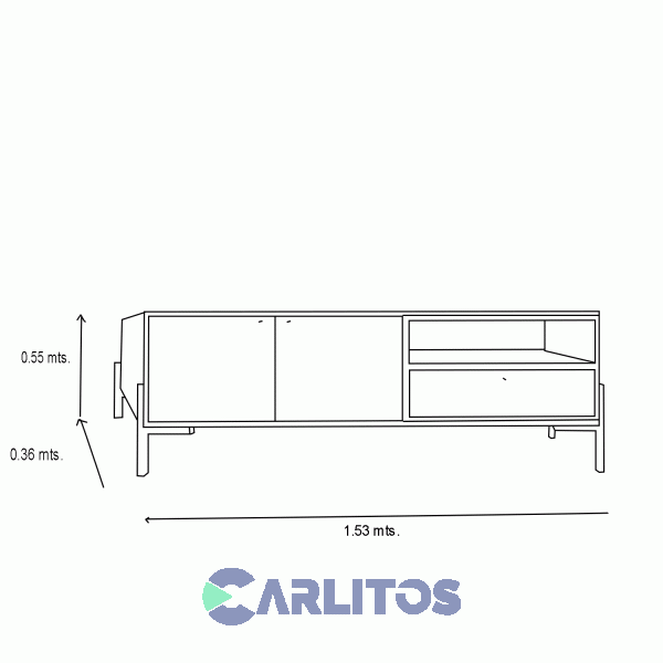 Rack Tv MetalWood 1.50 Mts Tables Gris y Nogal