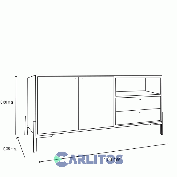 Bahiut MetalWood 1.50 Mts Tables Everest y Olmo Finlandés