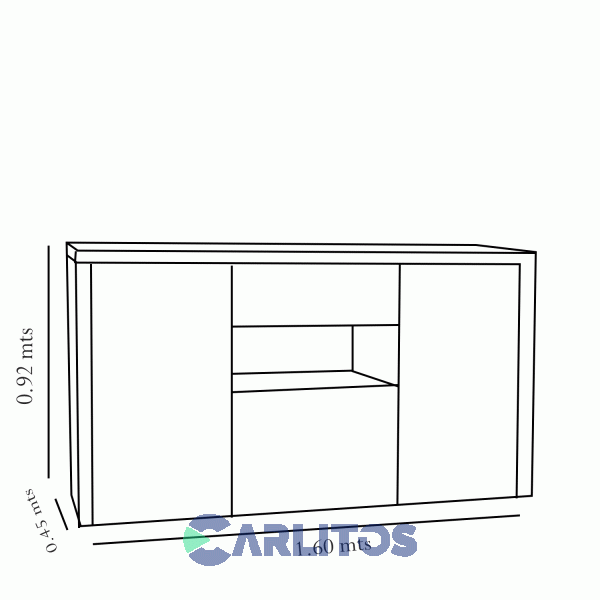 Bahiut 1.60 Mts Platinum Gris Andino