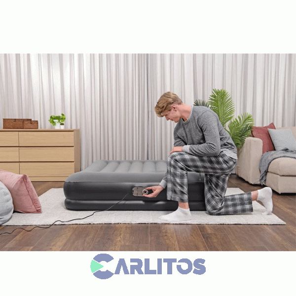 Colchon Inflable Bestway Doble 203 X 152 X 36 Cm Con Inflador Electr