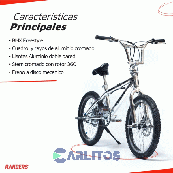 Bicicleta Randers R 20" Freestyle Twirly Aluminio Cromado