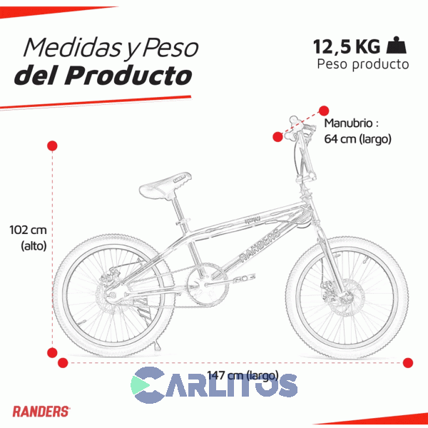 Bicicleta Randers R 20" Freestyle Twirly Aluminio Cromado