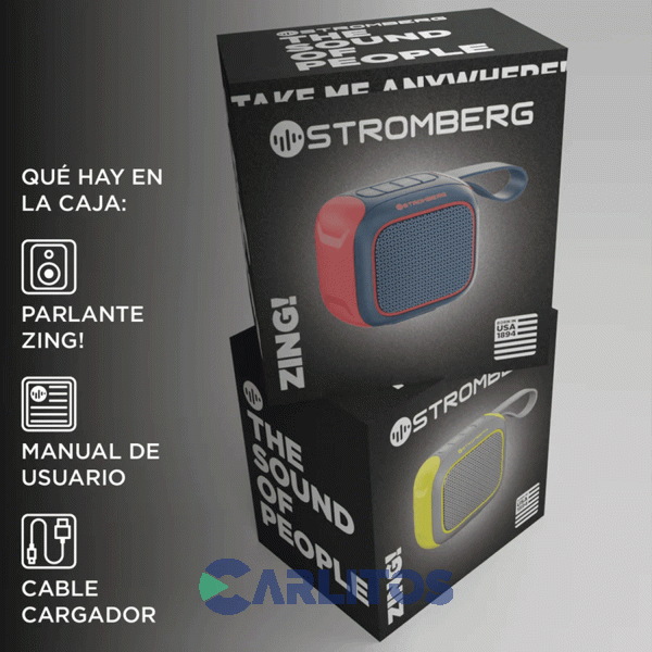 Parlante Portátil Stromberg Carlson Con Bluetooth Y Batería Zing Azul y Rojo