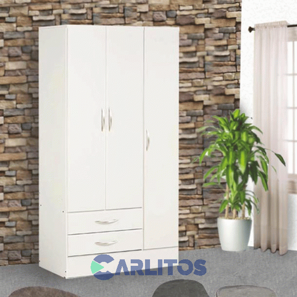 Placard 0.92 Mts 3 Puertas 2 Cajones Platinum Blanco Veta