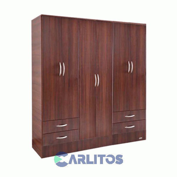 Placard 1.82 Mts 6 Puertas 4 Cajones Platinum Cedro