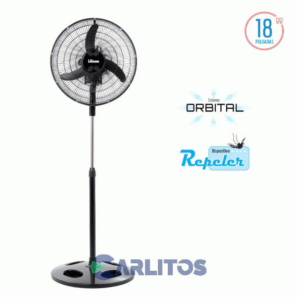 Ventilador De Pie Orbital Liliana 18" Parrilla Negra Vprn18