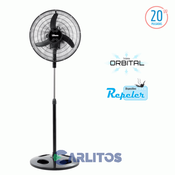 Ventilador De Pie Orbital Liliana 20" Parrilla Negra Vprn20