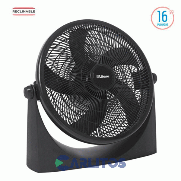 Ventilador Turbo Reclinable Liliana 16" Parrilla Negra Vtf16p