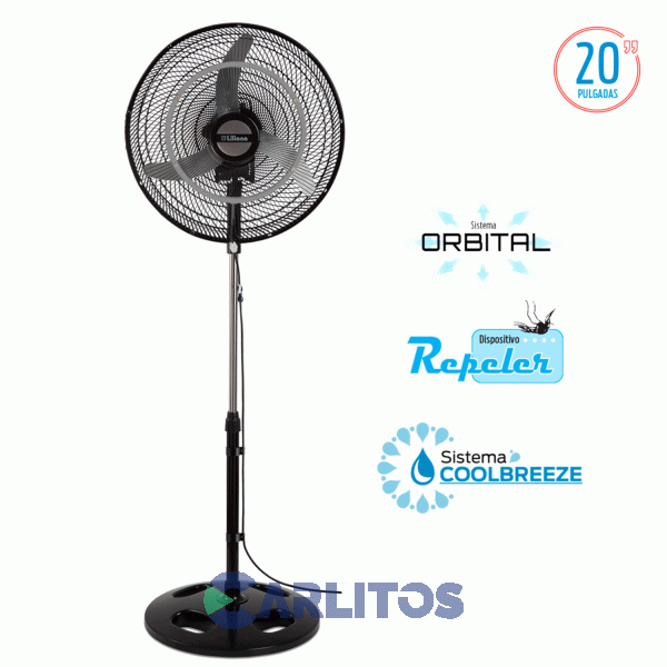 Ventilador De Pie Orbital Liliana 20" Parrilla Negra Vpm2016cb Coolbreeze