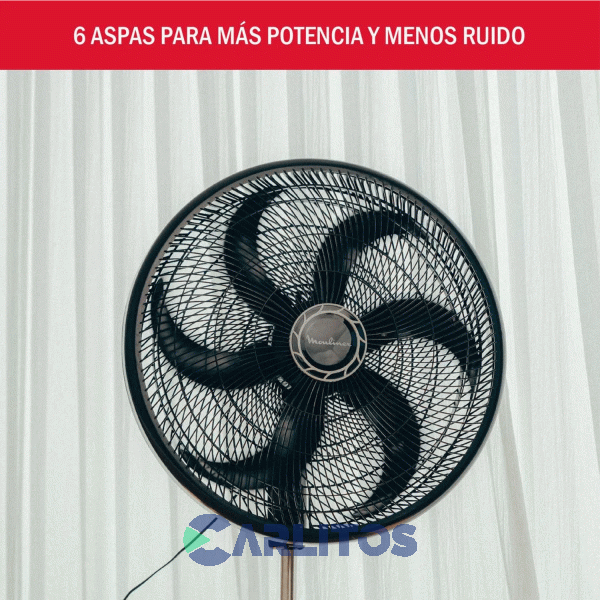 Ventilador De Pie Oscilante Moulinex 20" Parrilla Negra Ve4080b2