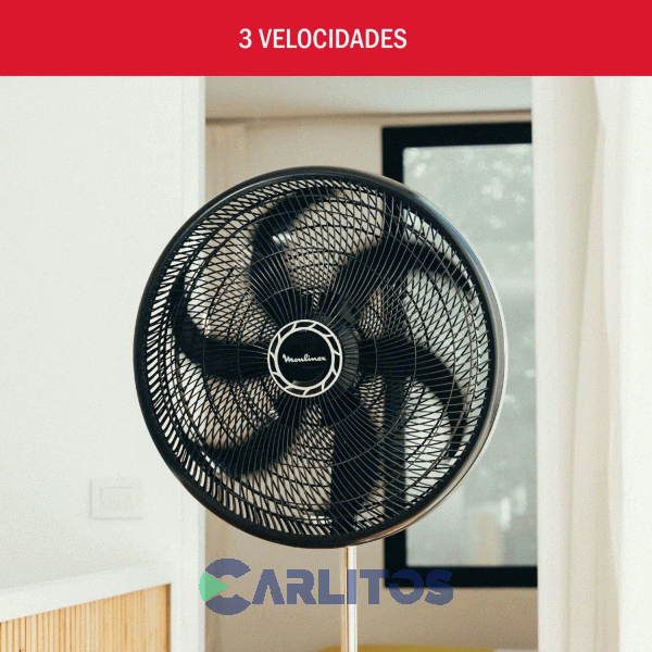 Ventilador De Pie Oscilante Moulinex 20" Parrilla Negra Ve4080b2