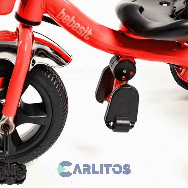 Triciclo Bebesit Con Barral De Acero Reforzado Rojo Sl-1701b