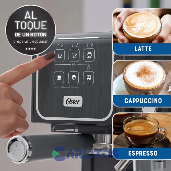 Cafetera Express Oster Digital Touch Negra 19 Bares BVSTEM6801M