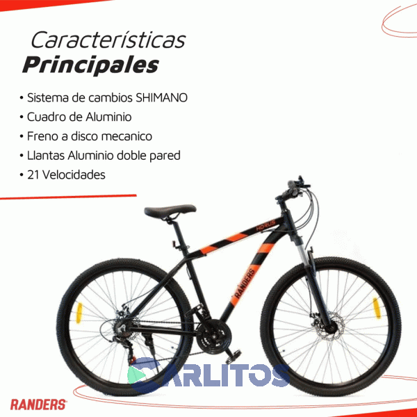 Bicicleta Randers Todo Terreno R 29" Horus Con Disco Bke-2129-e Azul Con Negro
