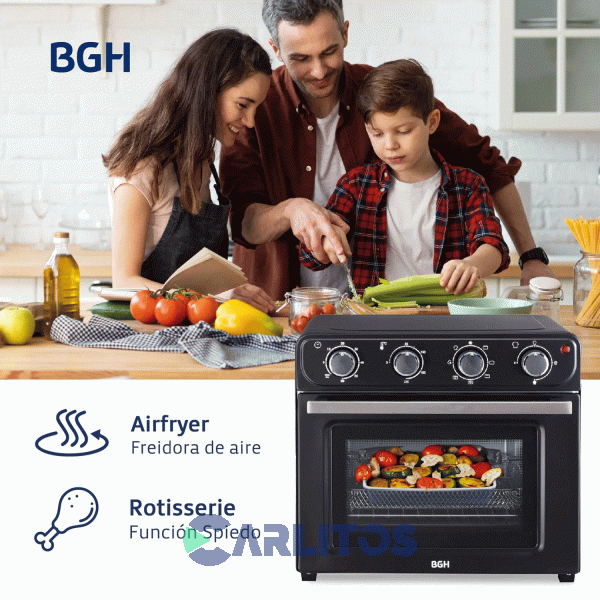 Horno Eléctrico Convección Con Freidora 30 Litros Bgh Bhe30fn24t