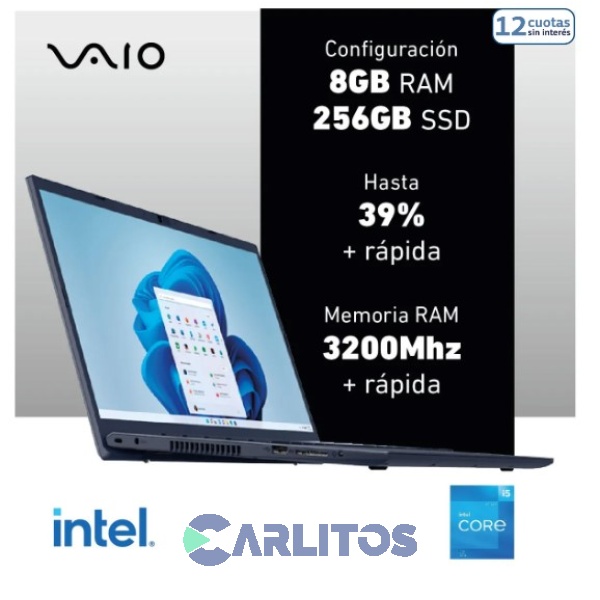 Notebook 15,6" Vaio Intel Core I5 1235u Mem 8 Gb Hd Sol 256 Gb Vjfe54A0311h