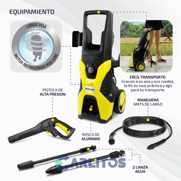 Hidrolavadora Karcher 130 Bat 360 Litros/Hora K4 Br