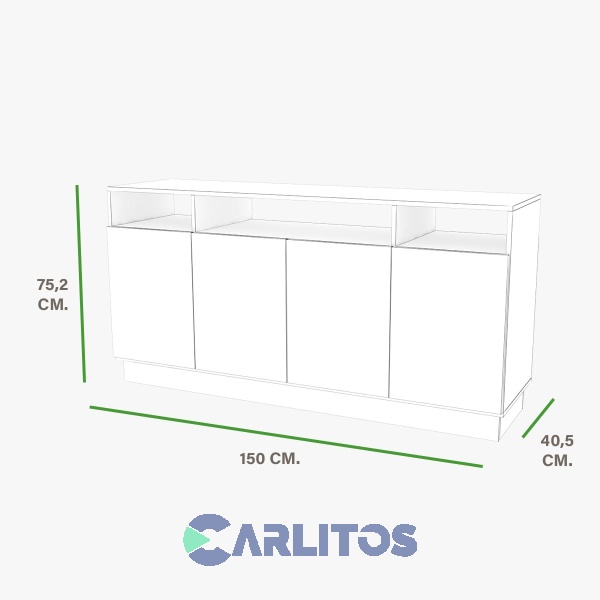 Bahiut Fiplasto 4 Puertas 1.50 Mts Blanco y Roble Co&ntilde;ac