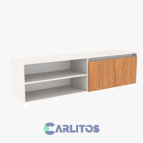 Mesa TV Fiplasto Dos Puertas 1.80 Mts Gris Claro y Cerezo