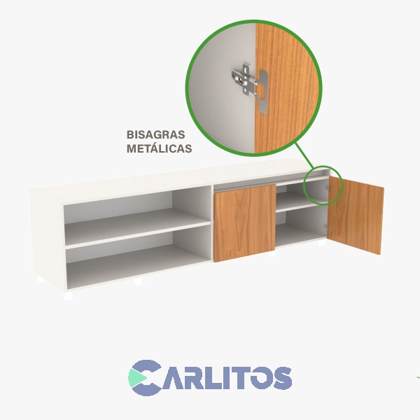 Mesa TV Fiplasto Dos Puertas 1.80 Mts Gris Claro y Cerezo