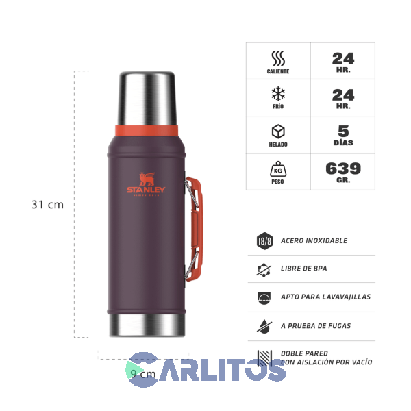 Termo De Mate StanleyLegendario Clasico 0.950 Litros Plum