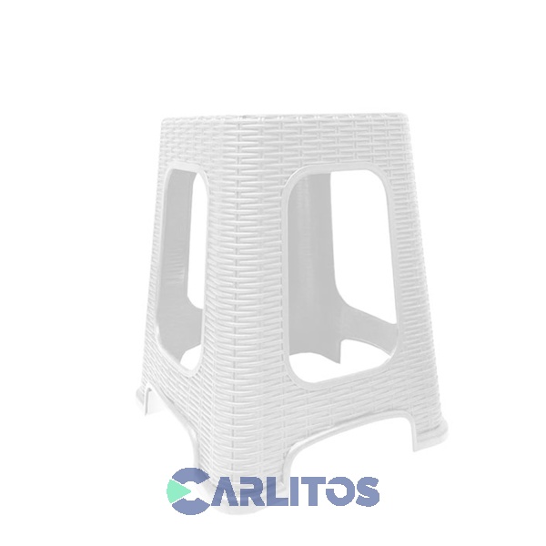 Banquito Simil Ratan Cerdeña Blanco Garden Life