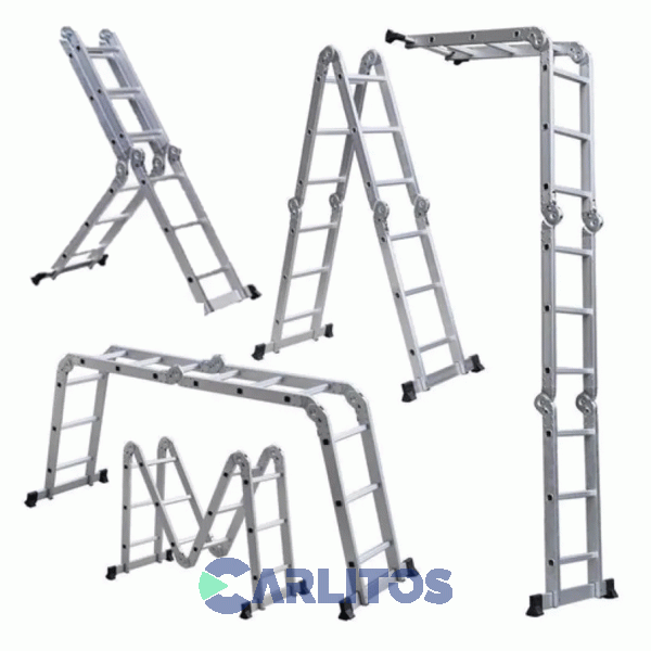 Escalera Multifuncion 4 X 3 Escalones Aluminio Garden Life Te1600