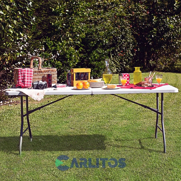Mesa Plegable Multiuso Garden Life Con Estructura De Acero 1.80 Mts
