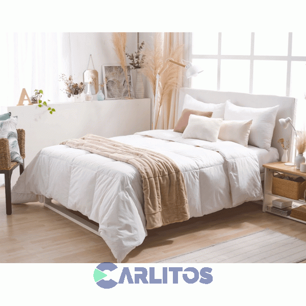 Acolchado Pluma Oro Casablanca Queen Size Blanco