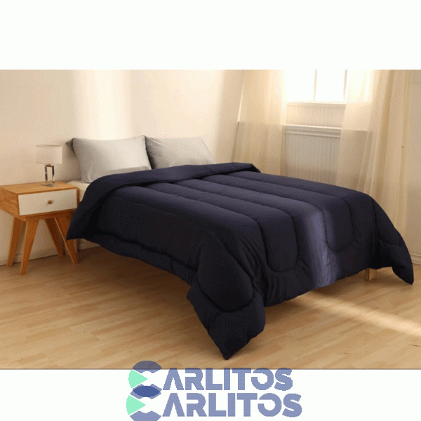 Acolchado Oro Reversible Casablanca 2 Y 1/2 Plaza Azul Marino