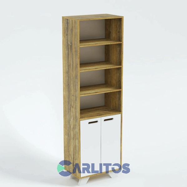 Biblioteca La Esperanza Linea Nordic 0.60 Mts Con Puertas N34 Apakama Y Laqueado Blanco