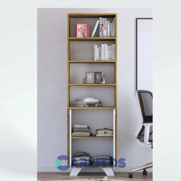 Biblioteca La Esperanza Linea Nordic 0.60 Mts Con Puertas N34 Apakama Y Laqueado Blanco