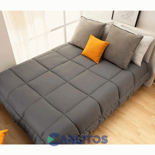 Acolchado Reversible Casablanca Gris Perla Oro 2 Y 1/2 Plaza