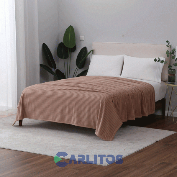 Frazada Twin Size Microfibra Mantra Jacquard Pesada Beige