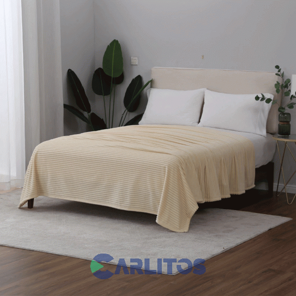 Frazada Queen Size Microfibra Mantra Jacquard Pesada Natural