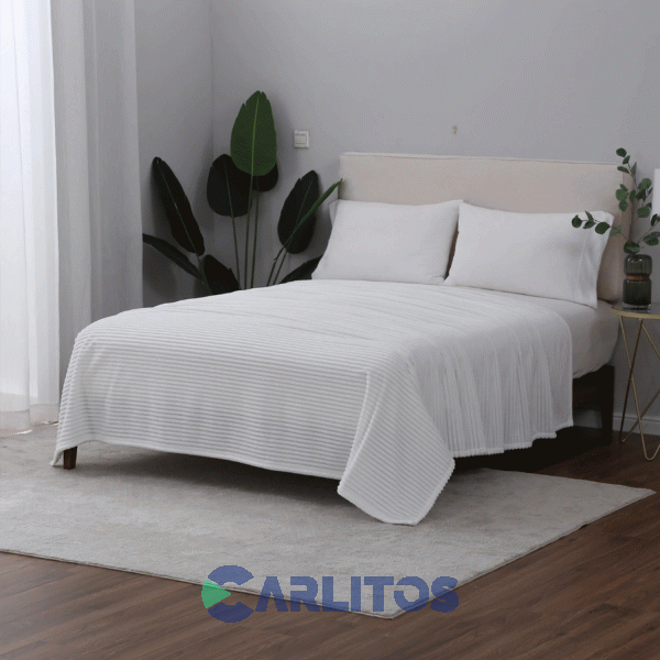 Frazada Queen Size Microfibra Mantra Jacquard Pesada Blanco