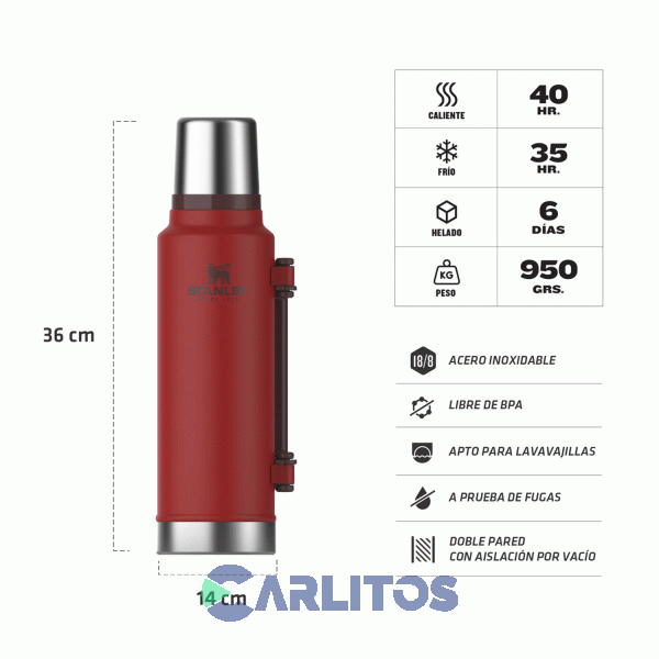 Termo De Mate Stanley Legendario Clasico Xl 1.4 Litros Lava