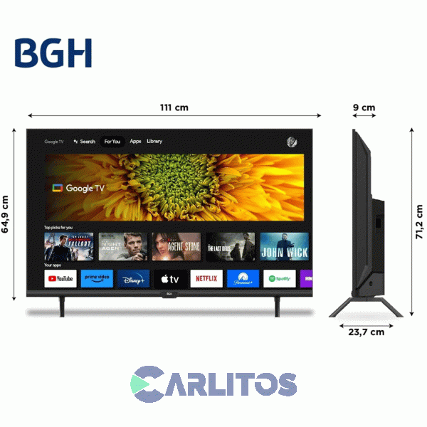 Smart TV Led 50" 4K Ultra HD Bgh Con Google TV B5024us6g