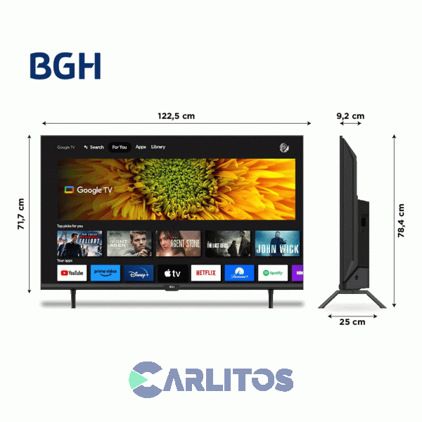 Smart TV Led 55" 4K Ultra HD Bgh Con Google TV B5523us6g