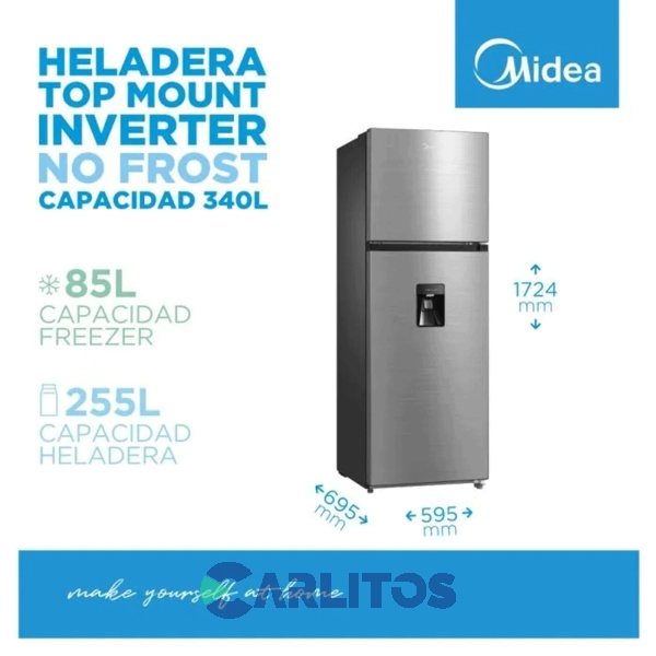 Heladera No Frost Midea Inverter 340 Litros Blanca Mdrt489mte46adw
