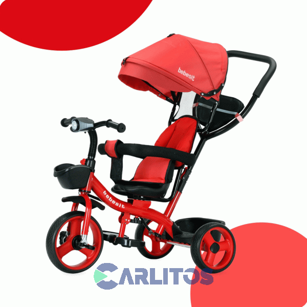 Triciclo Con Barral Y Capota-Asiento Giratorio 360° Rojo Bebesit Sl-1870