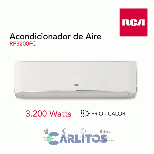 Aire Acondicionado Split Inverter Rca 3200 Watts - Frío/Calor Rp3200INV-f-sk