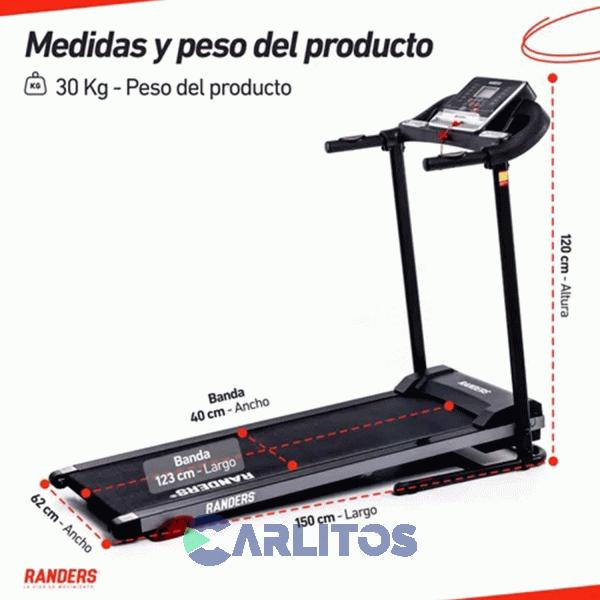 Fitness Cinta  Motorizada 1.50 Hp  Randers Inclinacion Manual