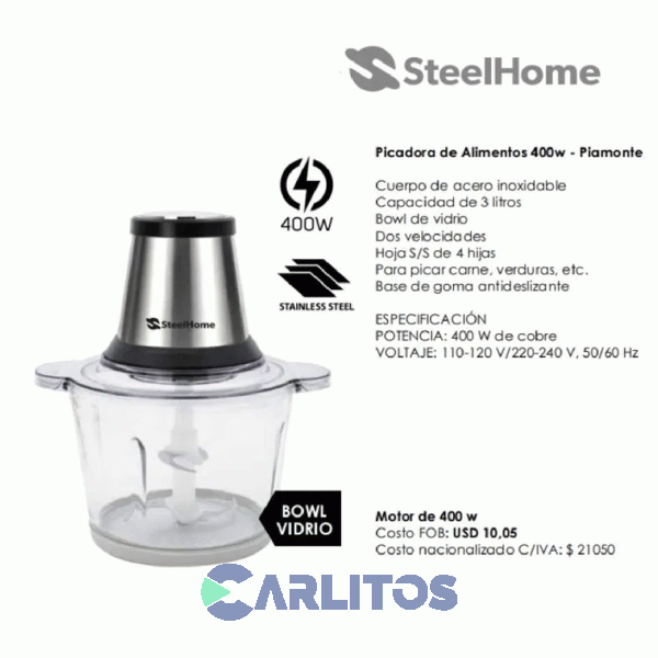 Picadora Teel Home Doble Cuchilla  400 Wts - S Sh-pa400w