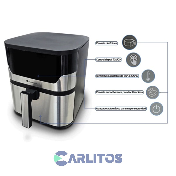 Freidora De Aire Fryer Digital Acero Inoxidable Steel Hhome Af8lo-sh